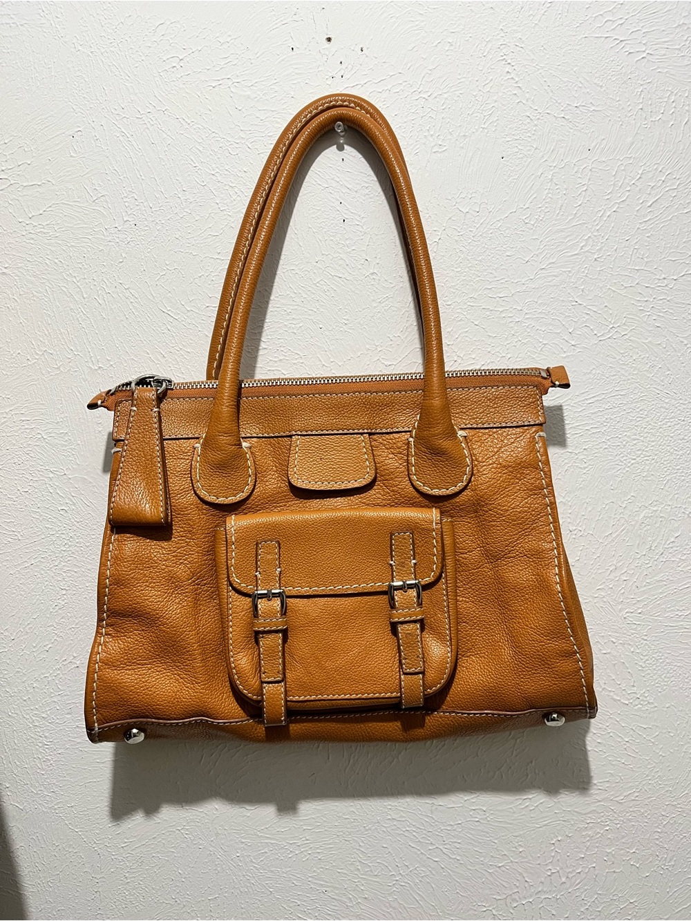 Besso Camel Color Genuine Leather Shoulder Bag